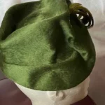 Thumbnail for Chapeau de feutre brossé, vert avec aigrette – très chic / VINTAGE