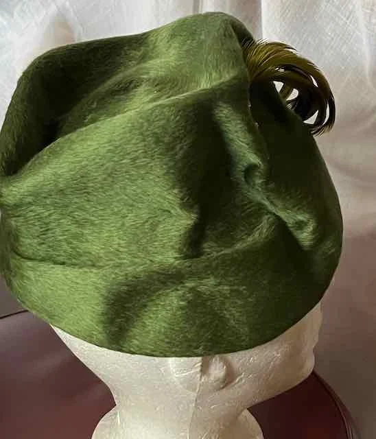 Image for Chapeau de feutre brossé, vert avec aigrette – très chic / VINTAGE