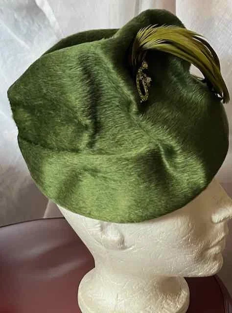 Image for Chapeau de feutre brossé, vert avec aigrette – très chic / VINTAGE