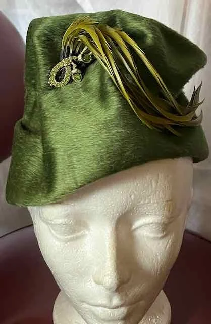 Image for Chapeau de feutre brossé, vert avec aigrette – très chic / VINTAGE