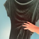 Featured thumbnail for Robe velours vert forêt drappée au niveau de la taille