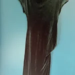 Thumbnail for Robe velours vert forêt drappée au niveau de la taille