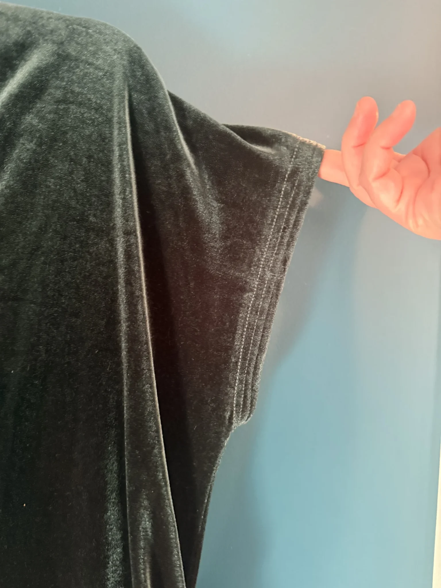 Image for Robe velours vert forêt drappée au niveau de la taille