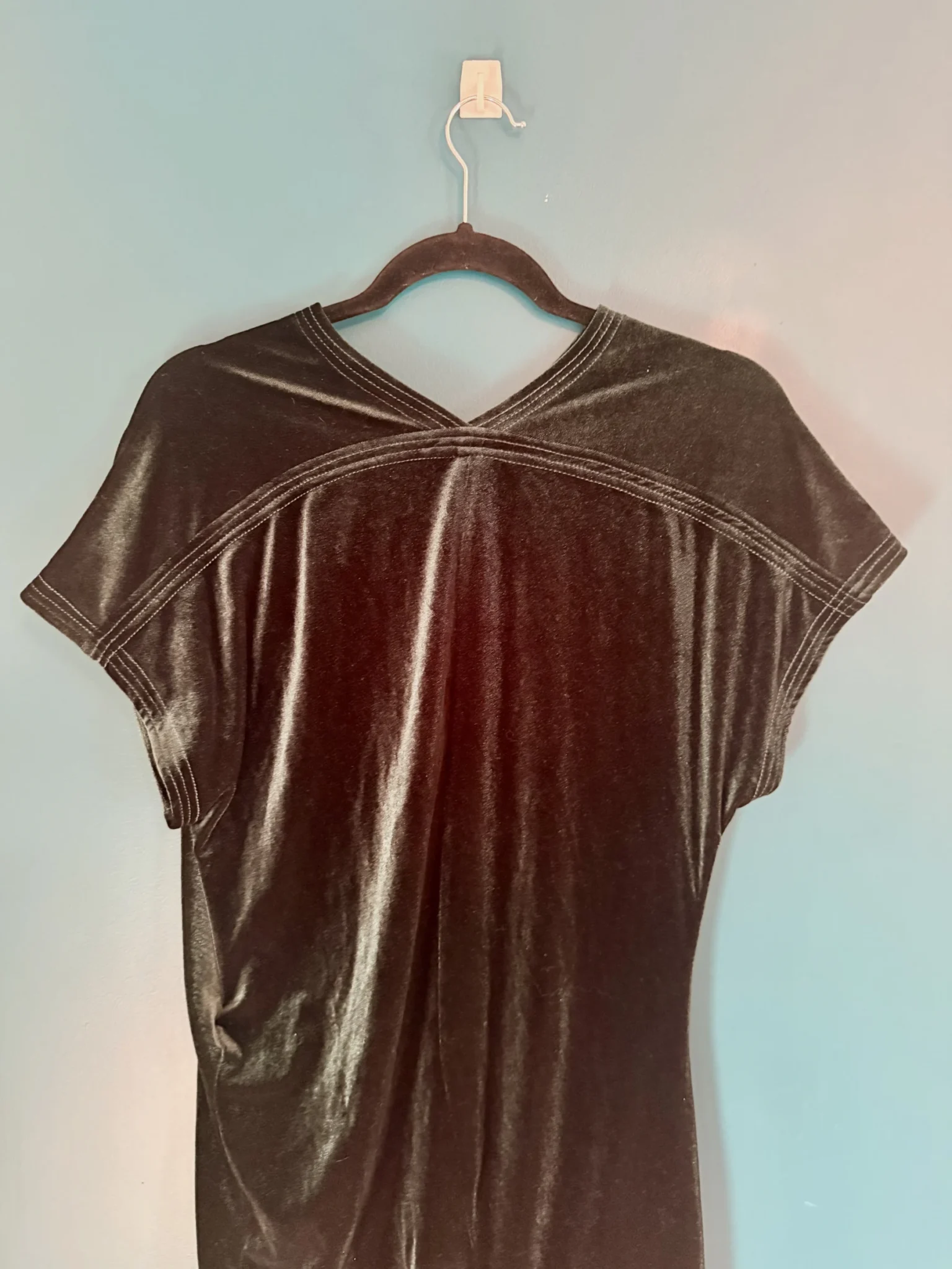 Image for Robe velours vert forêt drappée au niveau de la taille
