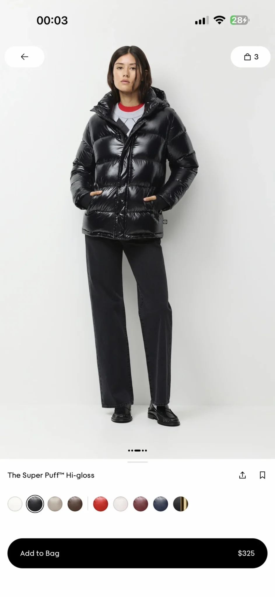 Image for Manteau Aritzia Super Puff Hi Gloss Xsmall