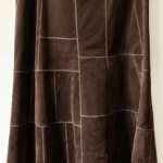 Thumbnail for DANIER | Sublime jupe longue en suède véritable – Patchwork chocolat – Taille 16