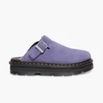 Thumbnail for Purple suede Dr Martens Zebzag mules with an adjustable strap