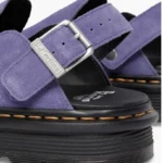 Thumbnail for Purple suede Dr Martens Zebzag mules with an adjustable strap