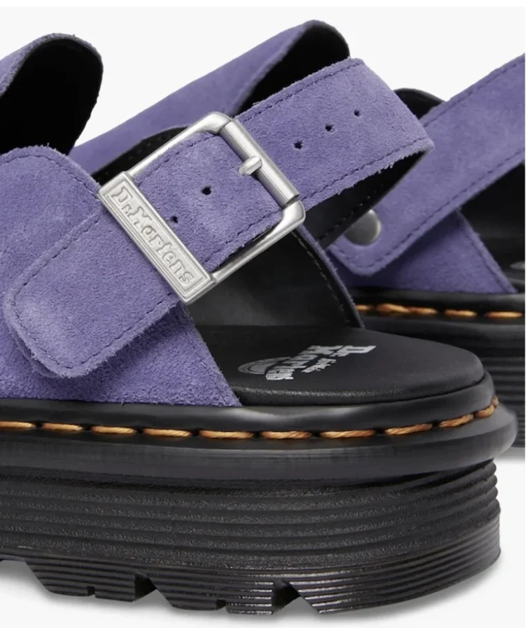 Image for Purple suede Dr Martens Zebzag mules with an adjustable strap