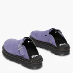 Thumbnail for Purple suede Dr Martens Zebzag mules with an adjustable strap