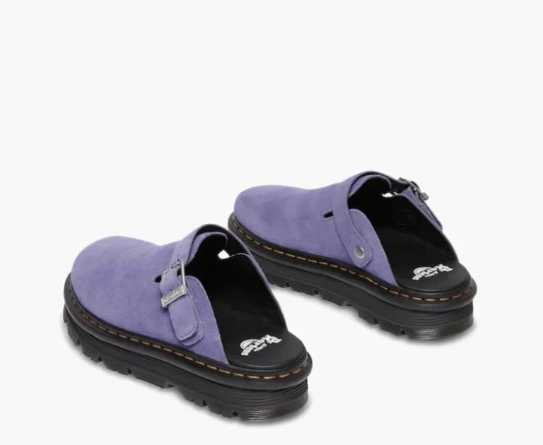 Image for Purple suede Dr Martens Zebzag mules with an adjustable strap