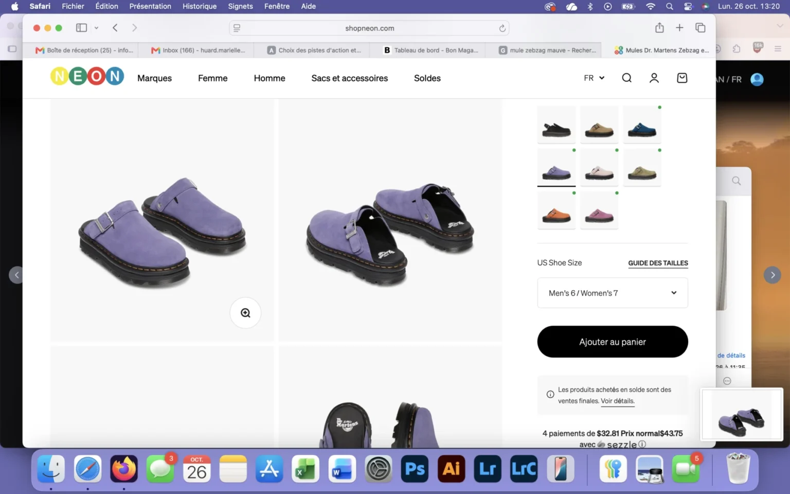 Image for Purple suede Dr Martens Zebzag mules with an adjustable strap