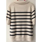 Thumbnail for OUI – Chandail polo à rayures | Beige et noir | Taille 10 US / 42 FR