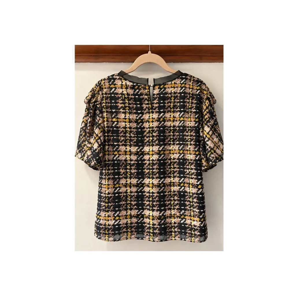 Image for ELLEN TRACY – Multicoloured textured top with flared sleeves | Size M