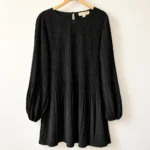 Featured thumbnail for MICHAEL Michael Kors – Robe noire plissée à manches bouffantes | Taille S