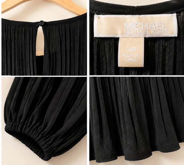 Image for MICHAEL Michael Kors – Robe noire plissée à manches bouffantes | Taille S
