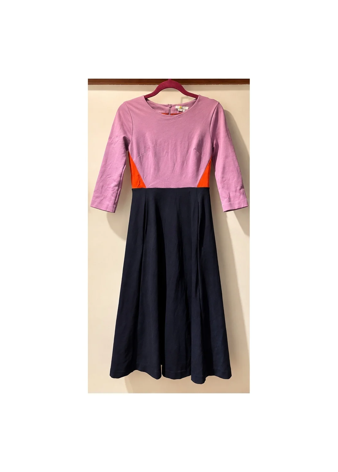 BODEN – Robe midi color block rose, orange et bleu marine | Taille US 4 / UK 8 *Autre seconde main