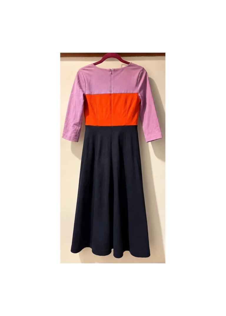 Image for BODEN – Robe midi color block rose, orange et bleu marine | Taille US 4 / UK 8