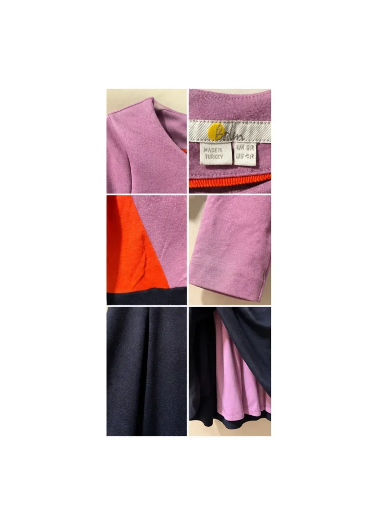 Image for BODEN – Robe midi color block rose, orange et bleu marine | Taille US 4 / UK 8