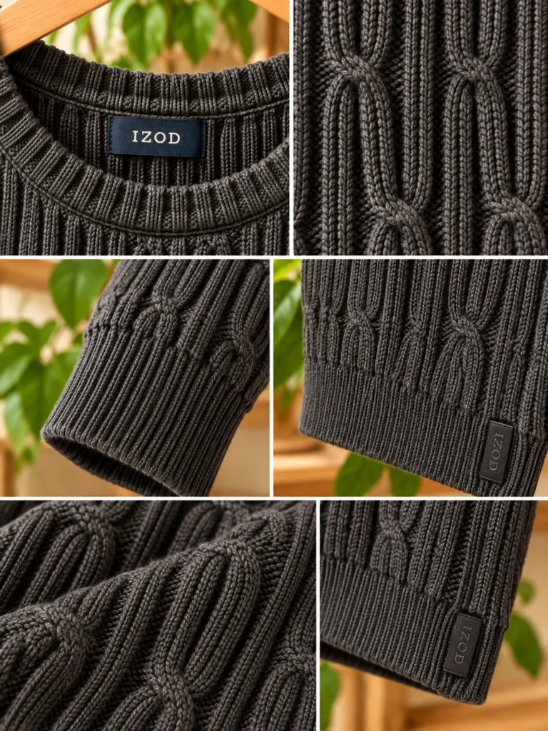 Image for Chandail IZOD en coton texturé – Gris charbon | Médium
