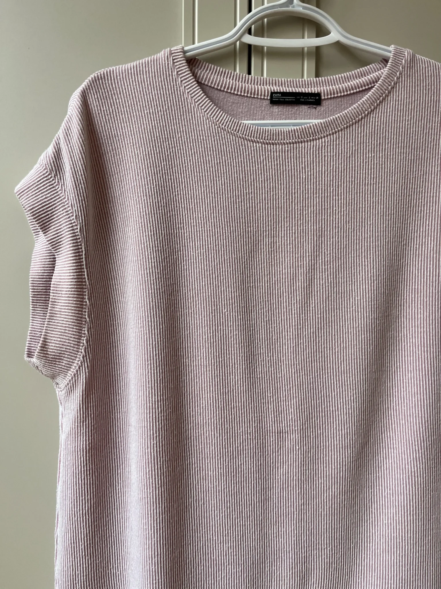 Image for T-shirt long oversized ligné rose et blanc