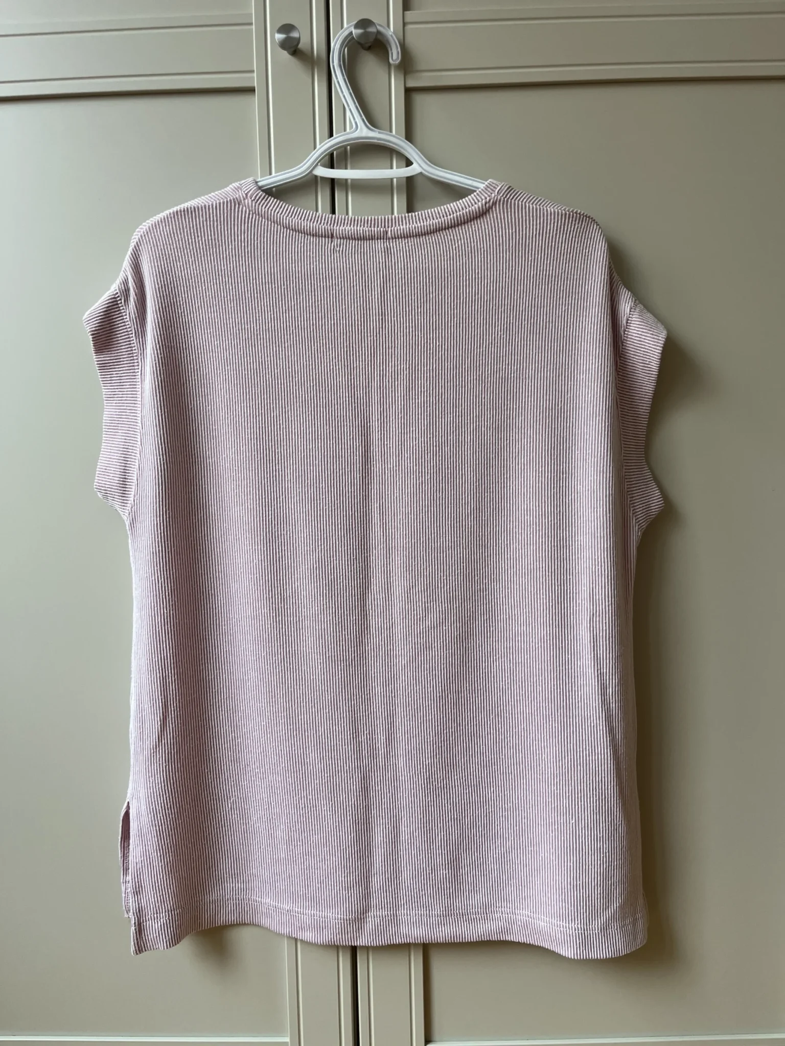 Image for T-shirt long oversized ligné rose et blanc