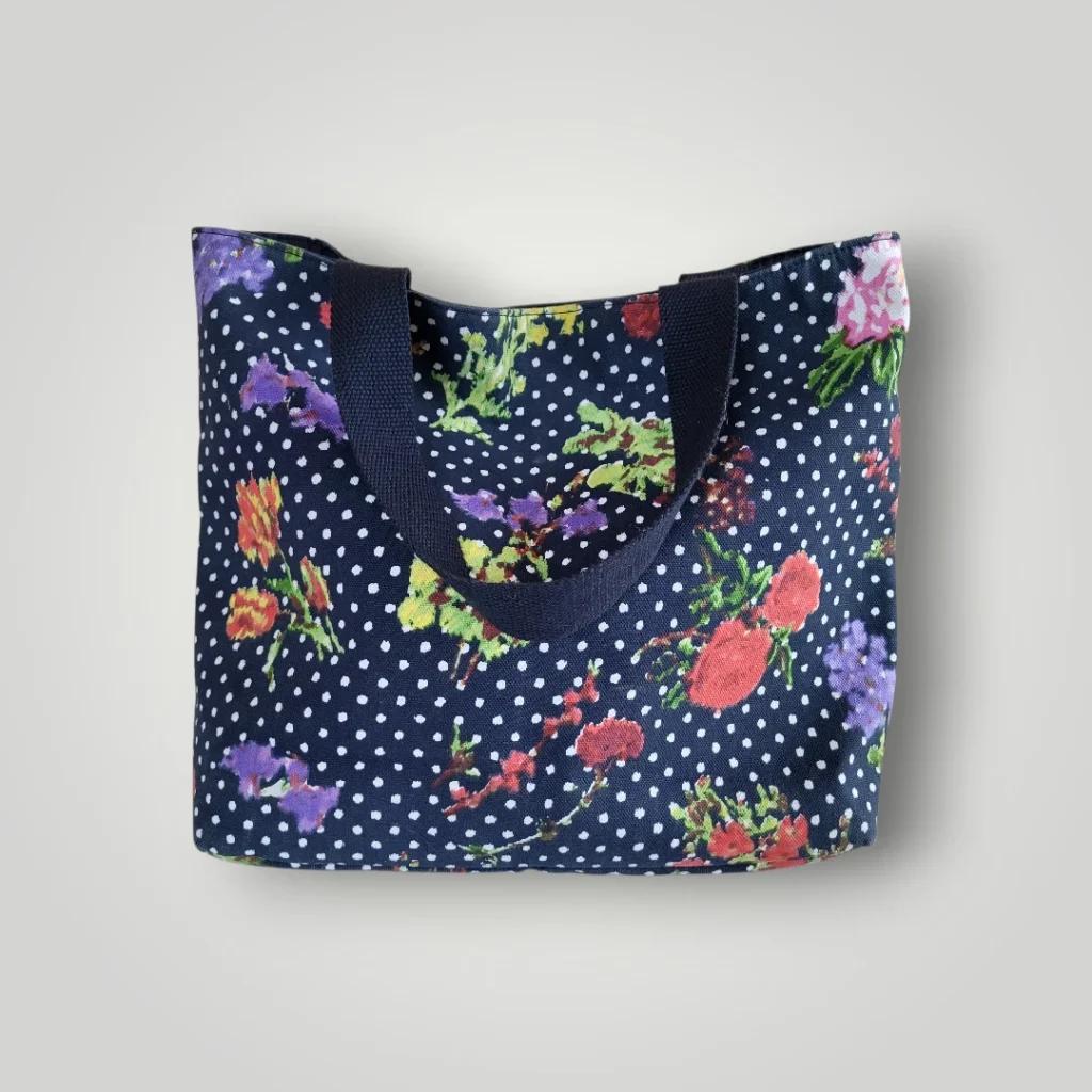 Image for Sac fourre-tout Oscar de La Renta en toile à motifs floraux et à pois