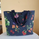 Thumbnail for Sac fourre-tout Oscar de La Renta en toile à motifs floraux et à pois