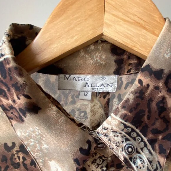 Image for Chemise boutonnée fluide à motif animalier vintage Y2K brun et beige
