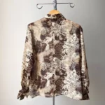 Thumbnail for Chemise boutonnée fluide à motif animalier vintage Y2K brun et beige