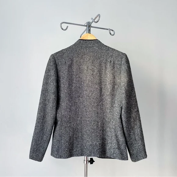 Image for Blazer en tweed semi-ajusté élégant gris et noir vintage des années 80