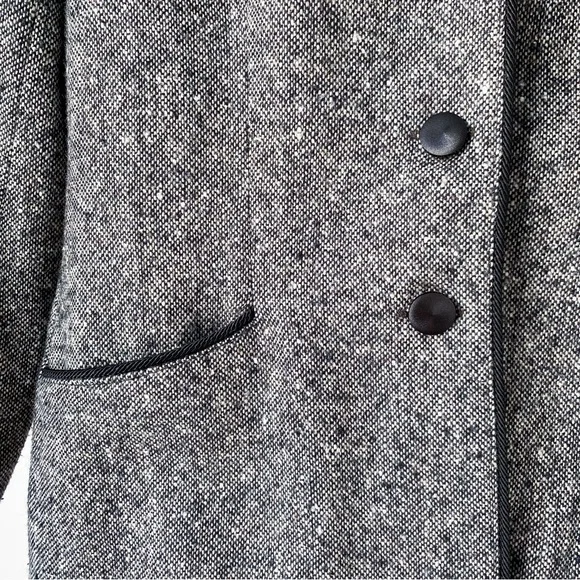 Image for Blazer en tweed semi-ajusté élégant gris et noir vintage des années 80