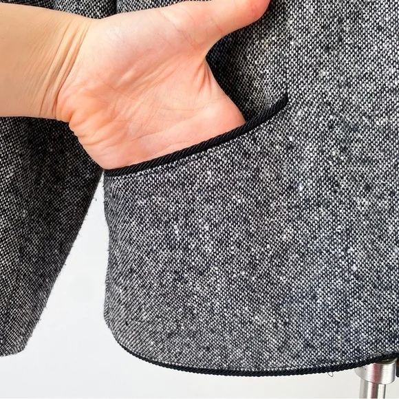 Image for Blazer en tweed semi-ajusté élégant gris et noir vintage des années 80