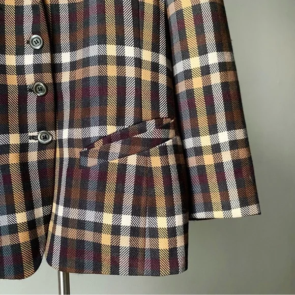Image for Blazer structuré à carreaux jaune et mauve style Clueless vintage des années 80