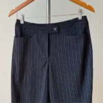 Thumbnail for Mid-rise cropped trousers with vintage navy blue and white tennis stripes from the 1990s, size M (Medium)