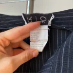 Thumbnail for Mid-rise cropped trousers with vintage navy blue and white tennis stripes from the 1990s, size M (Medium)