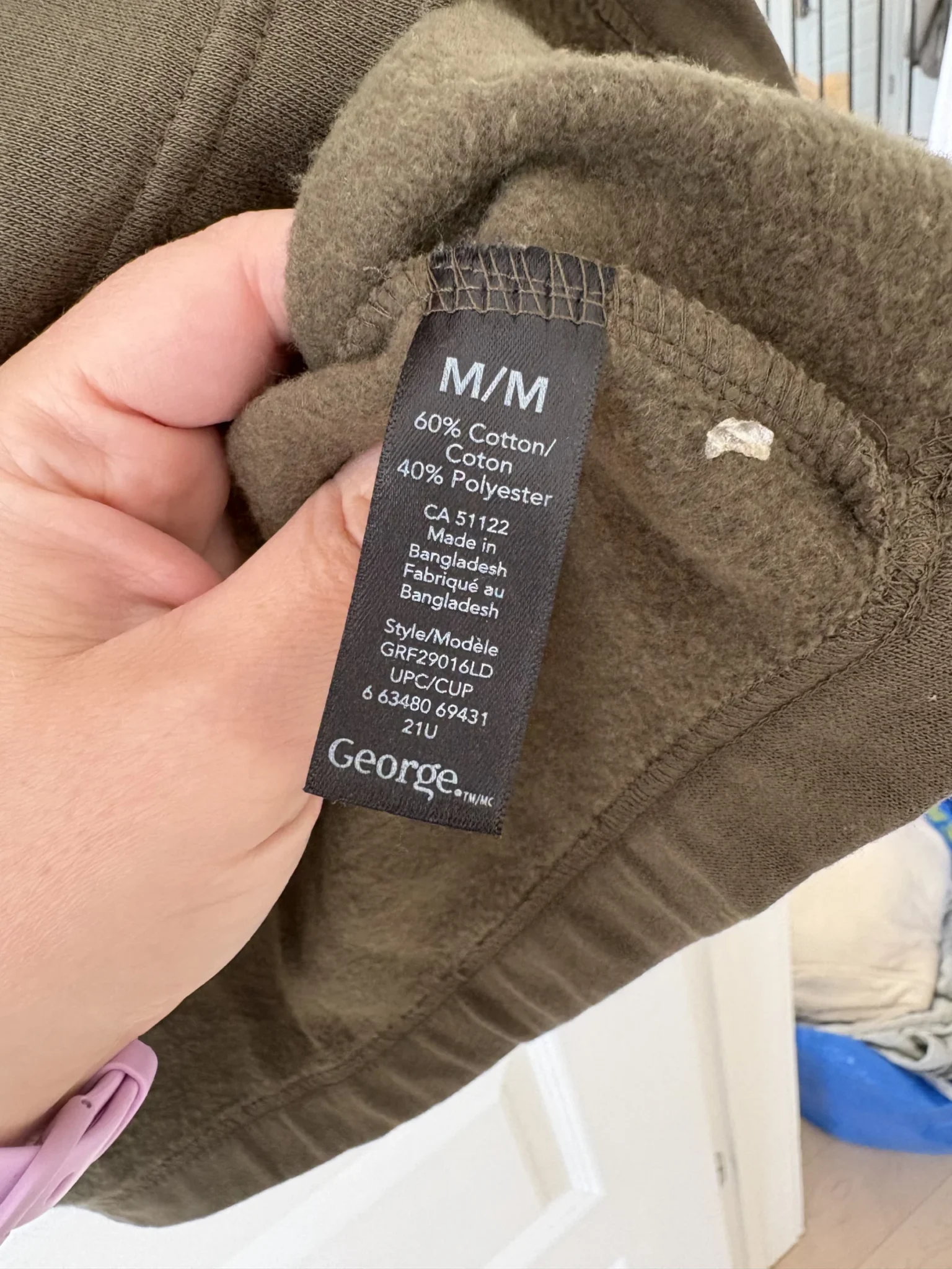 Image for George khaki fleece-lined cotton dress