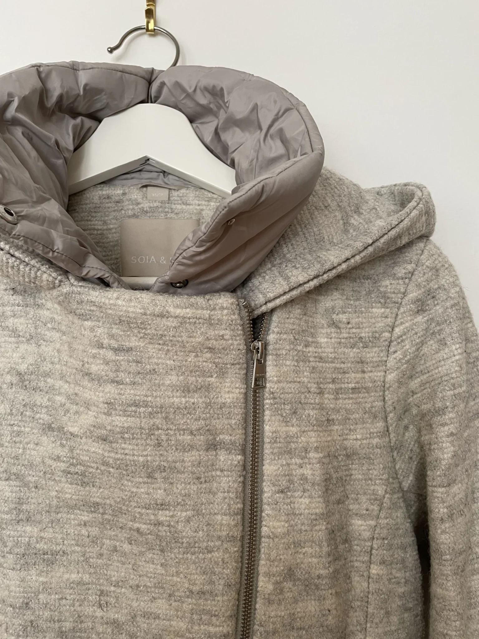 Image for Manteau Soia & Kyo gris chiné à capuchon – XS