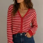 Thumbnail for Lightweight SoSoft dotted-pattern knitted cardigan