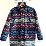 Featured thumbnail for Veste vintage rouge bleu vert à motif géométrique aztèque sud-ouest en laine mélangée isolée
