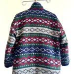 Thumbnail for Veste vintage rouge bleu vert à motif géométrique aztèque sud-ouest en laine mélangée isolée