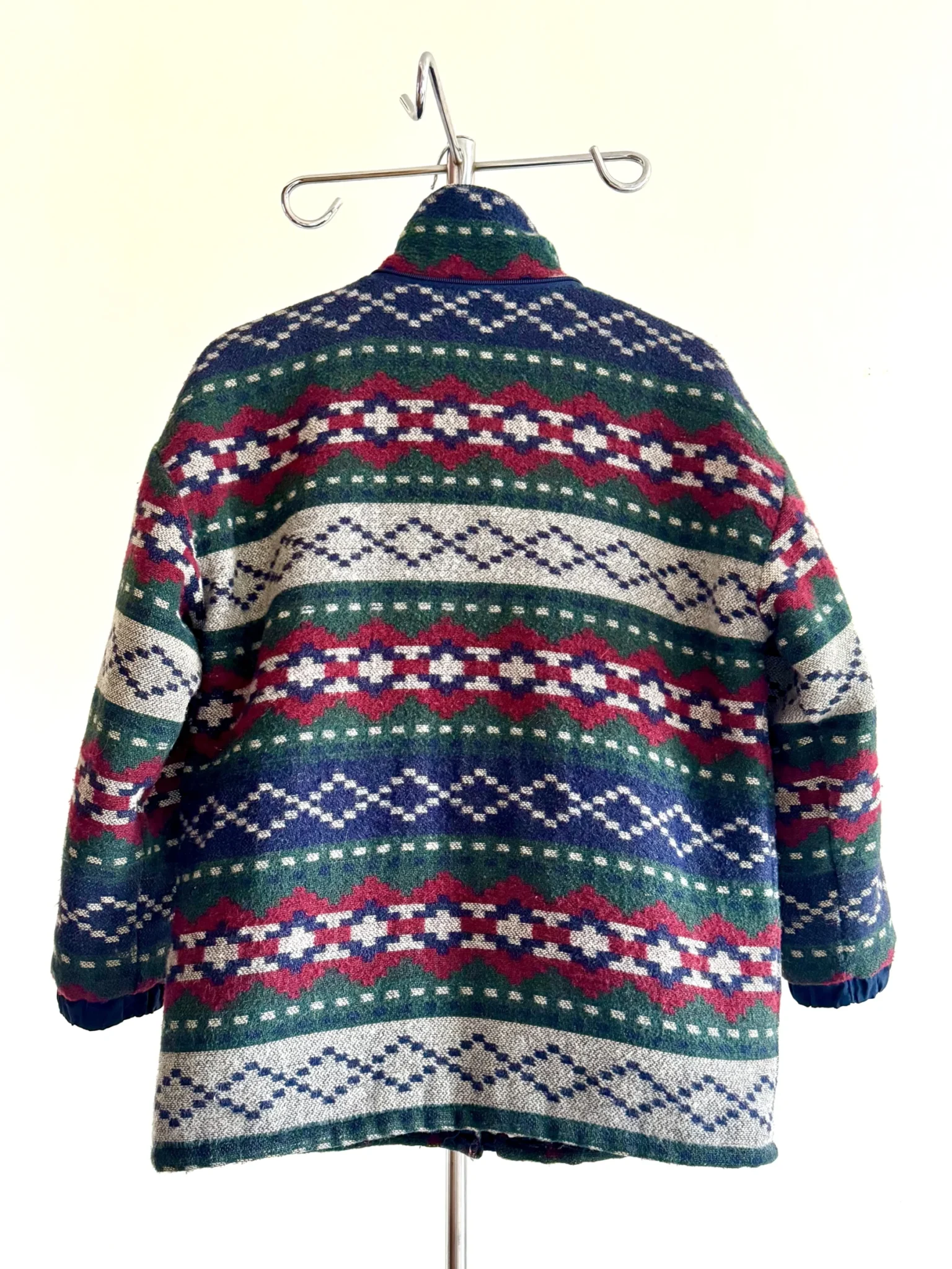 Image for Veste vintage rouge bleu vert à motif géométrique aztèque sud-ouest en laine mélangée isolée