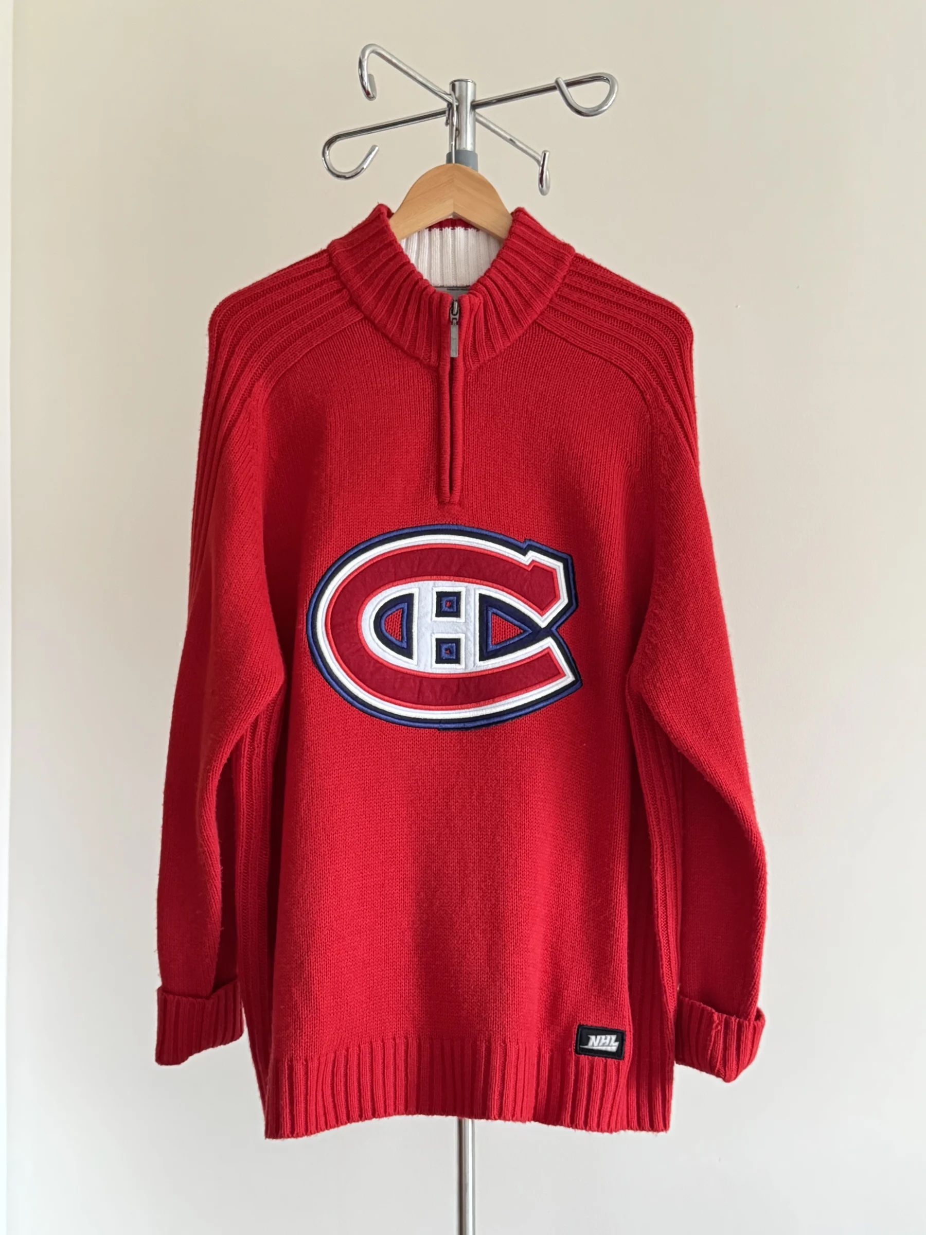 Chandail de hockey en tricot épais col quart de zip officiel de la LNH - Canadiens de Montréal Taille XL *Autre seconde main