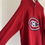 Thumbnail for Chandail de hockey en tricot épais col quart de zip officiel de la LNH - Canadiens de Montréal Taille XL