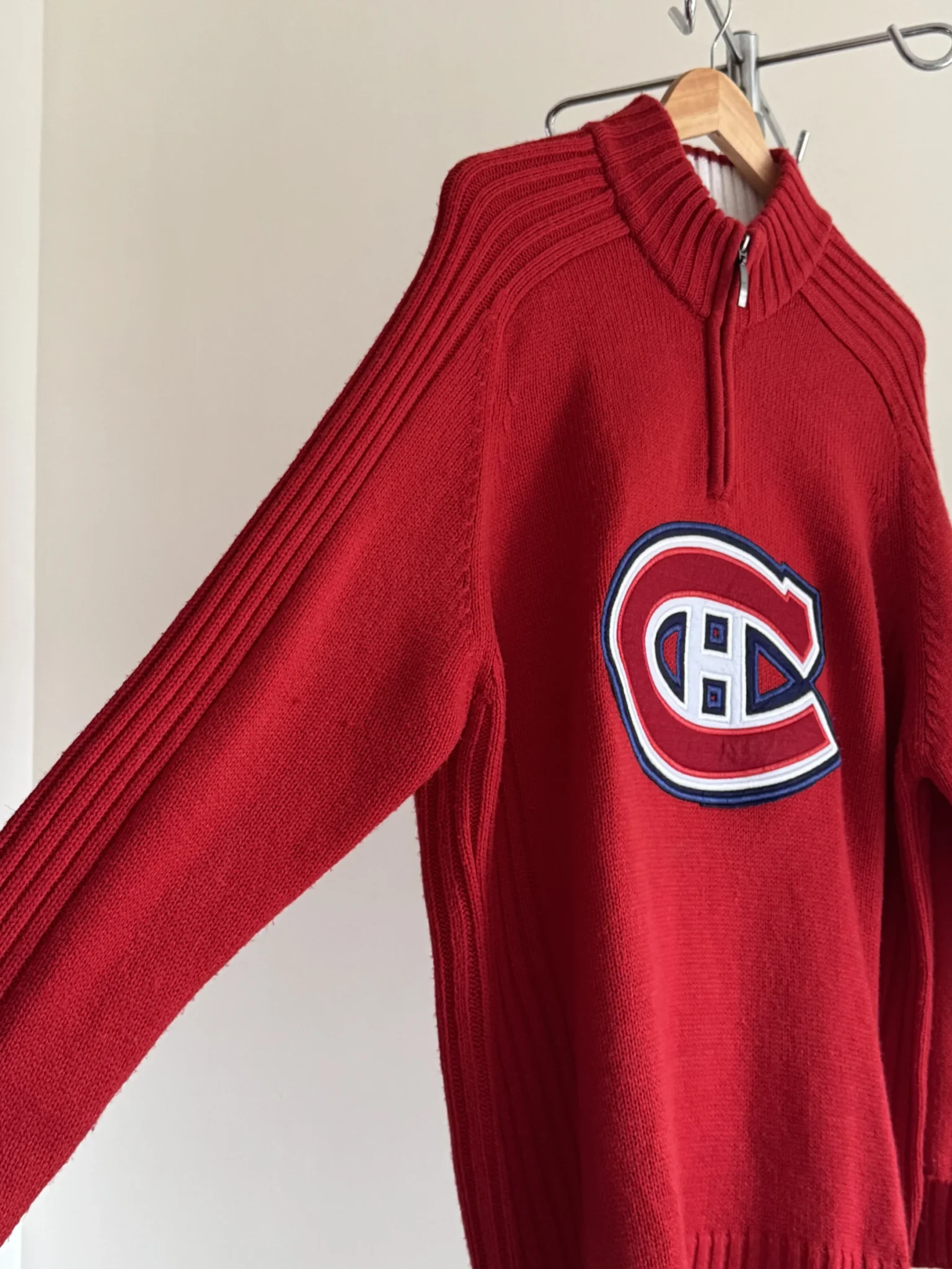 Image for Chandail de hockey en tricot épais col quart de zip officiel de la LNH - Canadiens de Montréal Taille XL