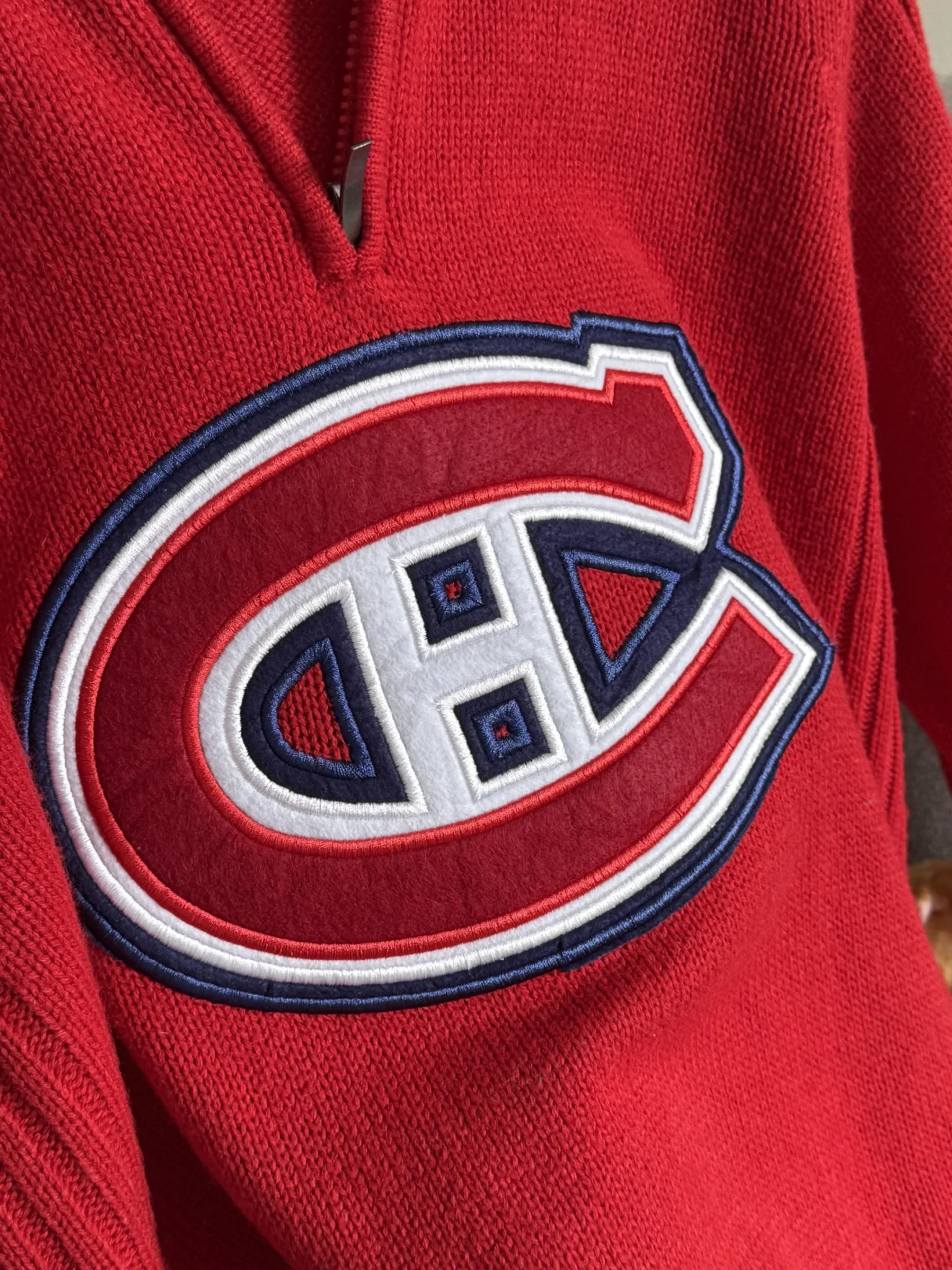Image for Chandail de hockey en tricot épais col quart de zip officiel de la LNH - Canadiens de Montréal Taille XL