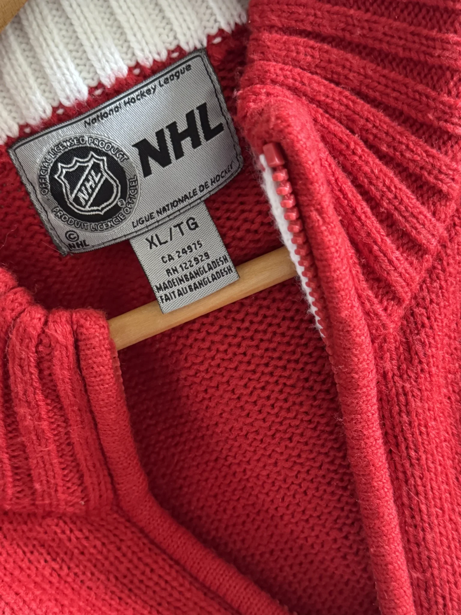 Image for Chandail de hockey en tricot épais col quart de zip officiel de la LNH - Canadiens de Montréal Taille XL