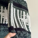 Thumbnail for Cardigan en tricot vert forêt rétro surdimensionné à motif géométrique et col châle Taille L/XL