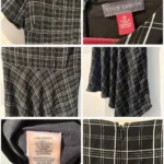 Thumbnail for Robe Vince Camuto à carreaux noir et blanc – Taille 12 – Coupe asymétrique