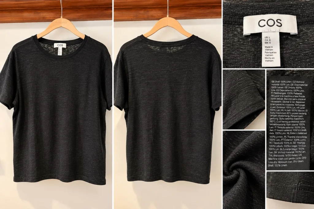 Image for COS – Black 100% linen T-shirt – Size L